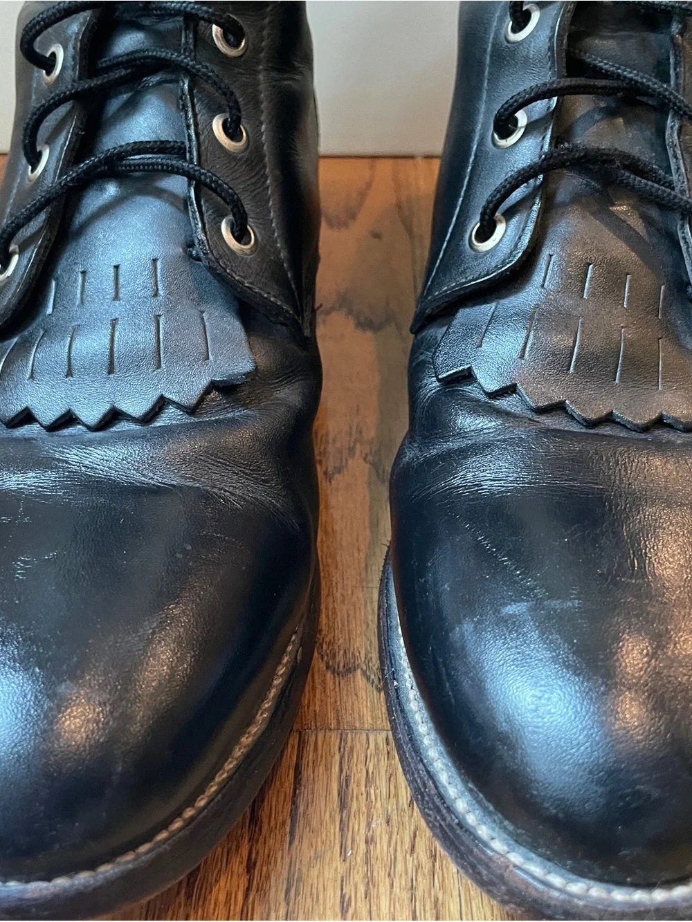 Vintage Justin 506 Black Leather Lace Up Kiltie Roper Boots Men’s 11 D USA